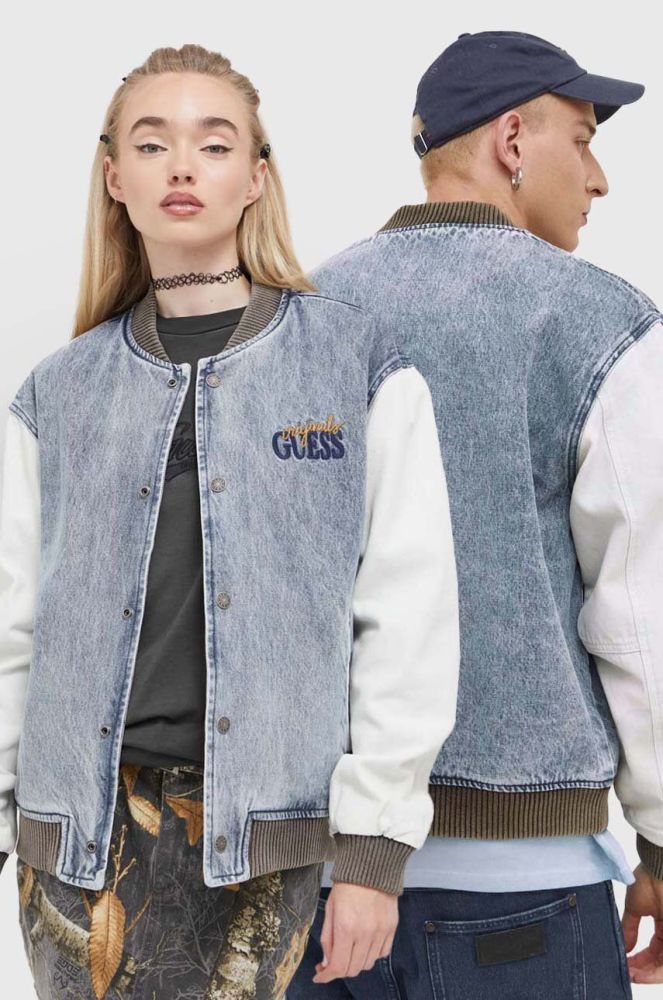 Куртка-бомбер Guess Originals перехідна M3GG76D4XY0-F7WK колір блакитний